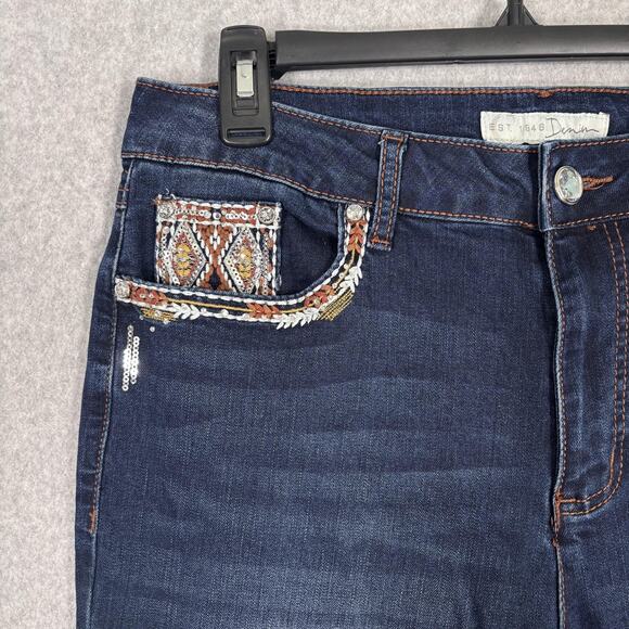 Cato Bootcut Southwest Aztec Jeans 14 Stretch Sequins Embroidered Rodeo Western - Picture 6 of 16